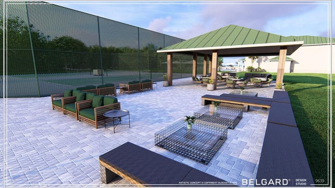 View of home's community with outdoor lounge area, a patio area, and a gazebo