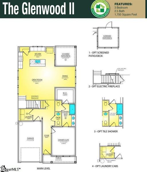 2D floor plan layout of this home in Halton Oaks, Spartanburg, SC (Image 5).