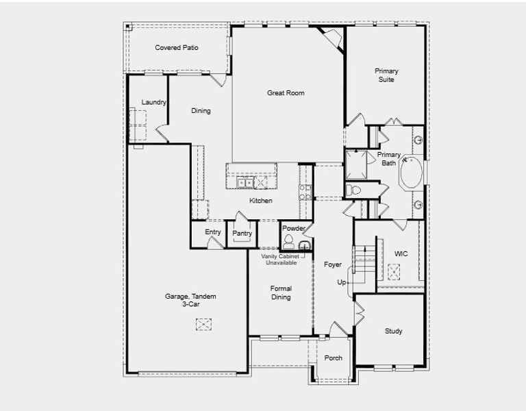 2D floor plan layout for the Sapphire by Taylor Morrison in Ryehill, Rosenberg, TX (Image 6).