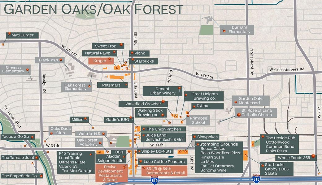 Situated in one of Houston’s most developing neighborhoods, this home is a quick bike ride to the White Oak Bayou trail, upcoming restaurant and retail development and a quick drive to the new Whole Foods 365 and HEB. *this map has been rendered for the personal and exclusive use of Happen Houston*