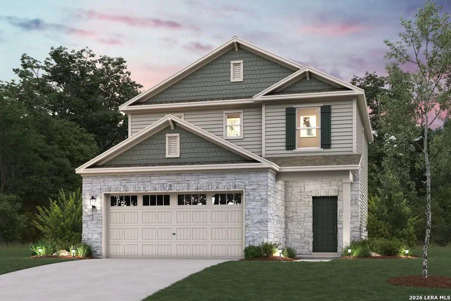 Front exterior of a new home in Agave, Leon Valley, TX, highlighting curb appeal (Image 1). Front exterior of a new home in Agave, Leon Valley, TX, highlighting curb appeal (Image 1).