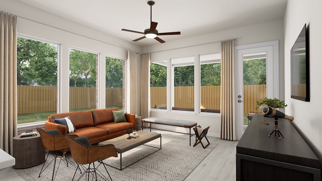 Representative furnished interior of a home built from the Veranda by Tri Pointe Homes in Flora, Hutto (Image 8). Representative furnished interior of a home built from the Veranda by Tri Pointe Homes in Flora, Hutto (Image 8).