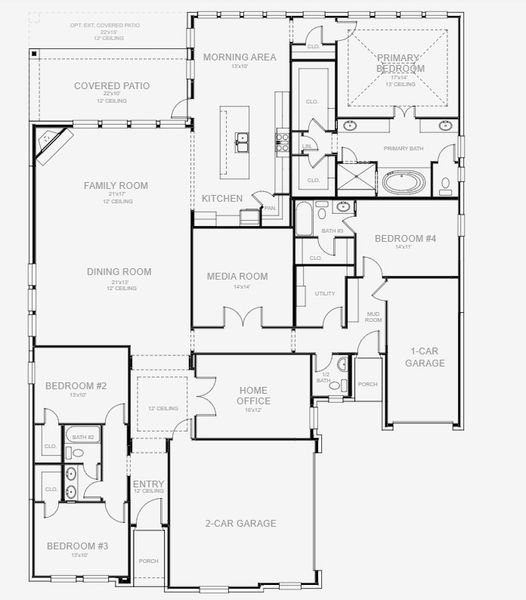 2D floor plan layout for the 3236W by Perry Homes in Sonoma Verde 70', Rockwall, TX (Image 3). 2D floor plan layout for the 3236W by Perry Homes in Sonoma Verde 70', Rockwall, TX (Image 3).