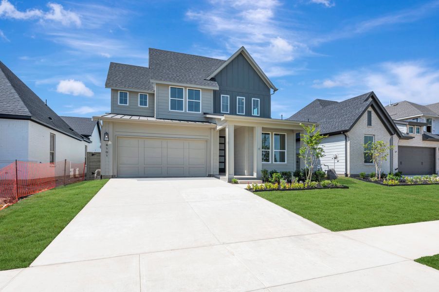 Front exterior of a new home in Landmark, Argyle, TX, highlighting curb appeal (Image 2). Front exterior of a new home in Landmark, Argyle, TX, highlighting curb appeal (Image 2).