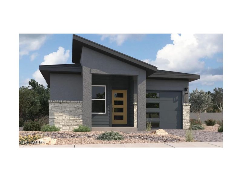 Front exterior of a new home in South Ranch Southern Collection, Prescott, AZ, highlighting curb appeal (Image 1). Front exterior of a new home in South Ranch Southern Collection, Prescott, AZ, highlighting curb appeal (Image 1).