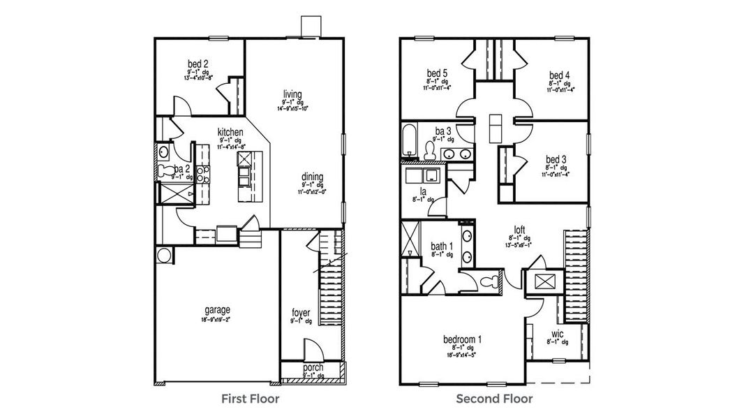 2D floor plan layout of this home in Pine Hills at Cane Bay, Summerville, SC (Image 2).