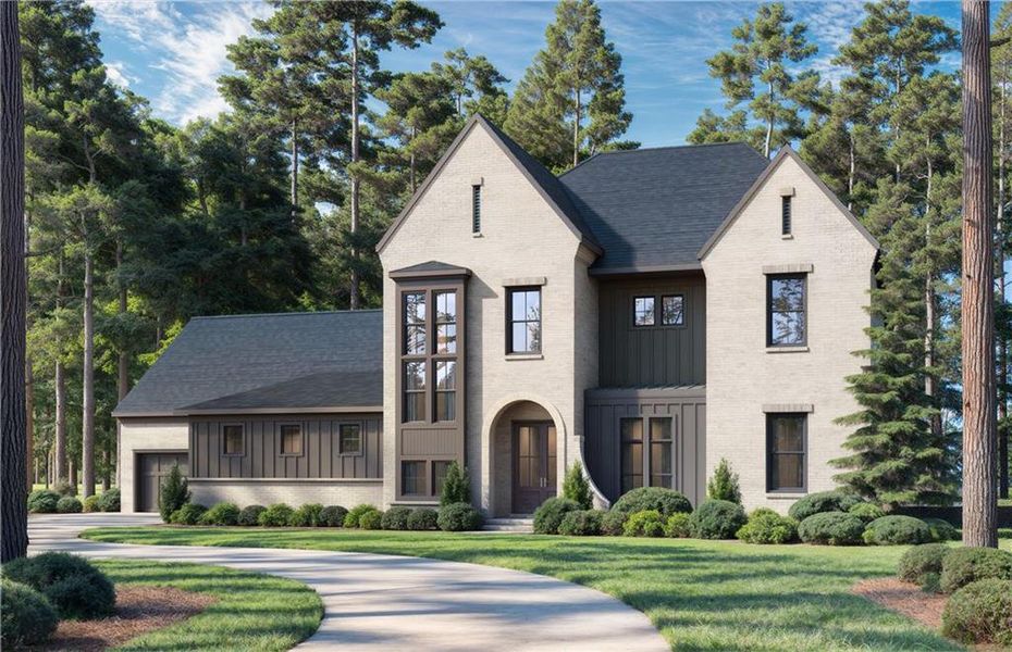 Front exterior of a new home in Aster, Milton, GA, highlighting curb appeal (Image 1).