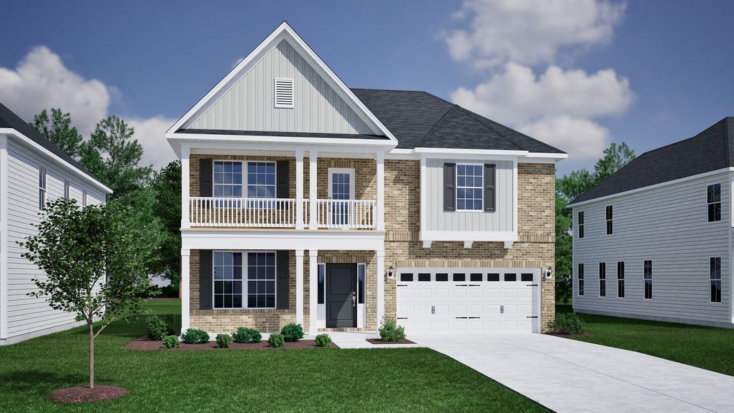 Representative exterior photo of a completed home built from the Keowee - Vanguard Collection by Mungo Homes in Hanes Lake, Winston-Salem, NC (Image 30).