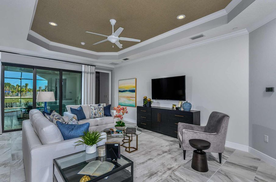 Furnished interior view inside a new home in Boca Royale Golf & Country Club at Wellen Park, Englewood (Image 14).