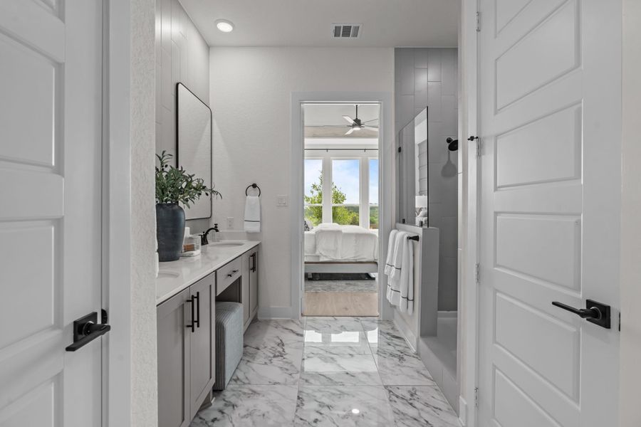 Furnished interior view inside a new home in Centero at Stone Oak, San Antonio (Image 6).