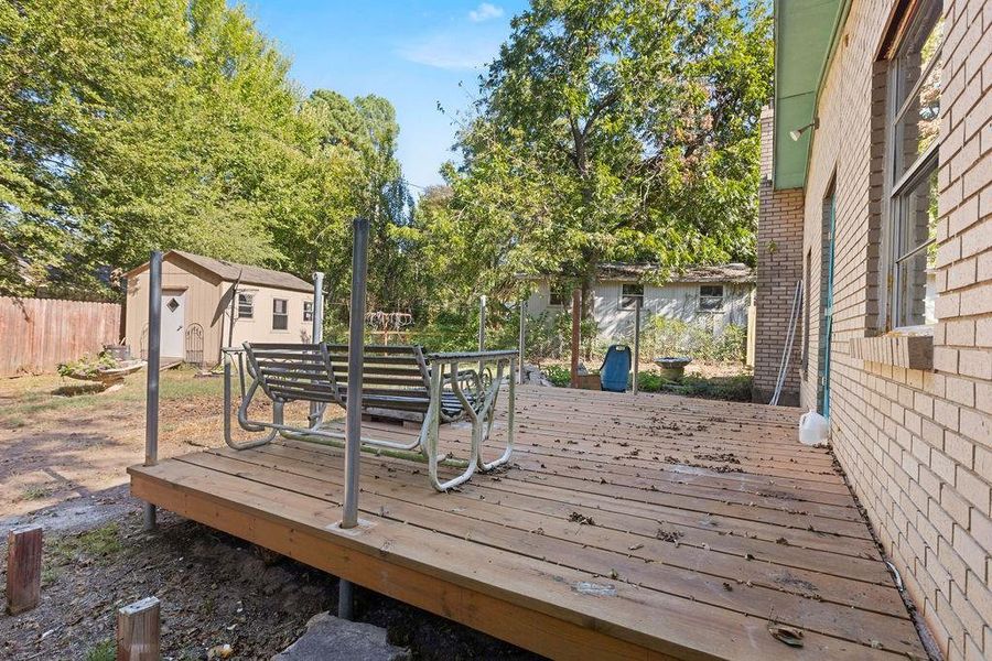 Deck with a shed
