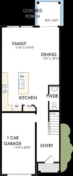 2D floor plan layout of this home in Nexus Townhomes, Gallatin, TN (Image 2).