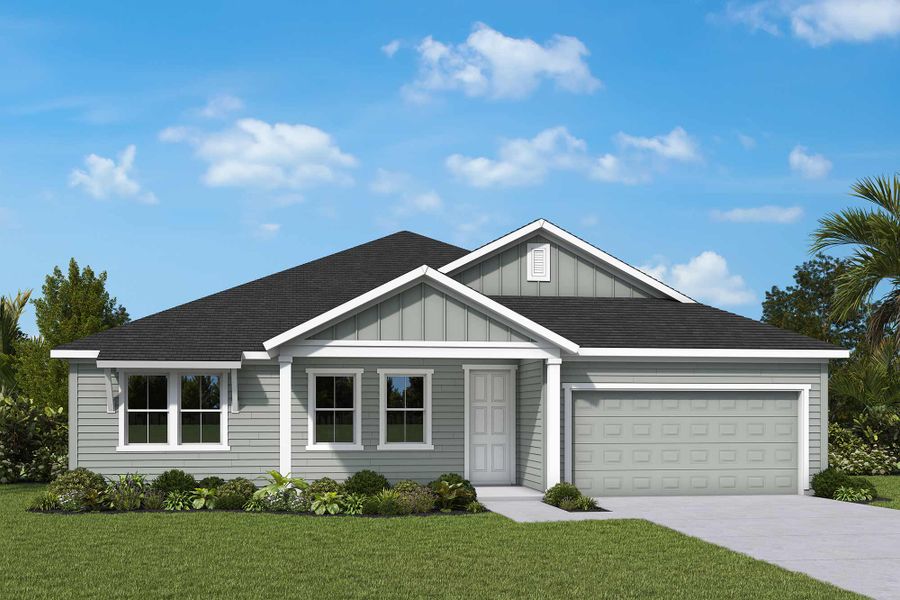 Representative exterior photo of a completed home built from the The Badell by David Weekley Homes in The Preserve at Laurelton – Haven Collection, Green Cove Springs, FL (Image 2).