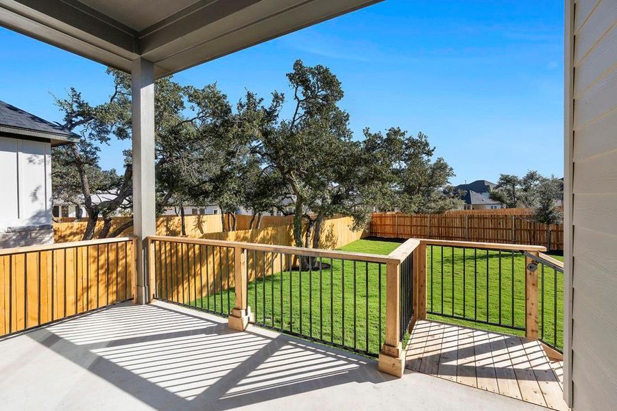 Exterior details and patio area of a home in Terrace Collection at Heritage, Dripping Springs (Image 25). Exterior details and patio area of a home in Terrace Collection at Heritage, Dripping Springs (Image 25).