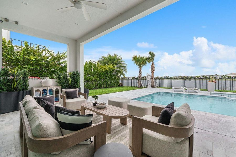 Exterior details and patio area of a home in Solana Bay at Avenir, Palm Beach Gardens (Image 31).