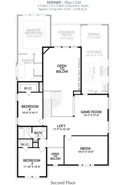 2D floor plan layout for the Sydney by Landon Homes in Lexington Frisco, Frisco, TX (Image 4).