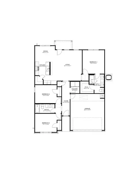 2D floor plan layout for the Blanco by Flintrock Builder in Freedom Ranch Single Family, Copperas Cove, TX (Image 3).