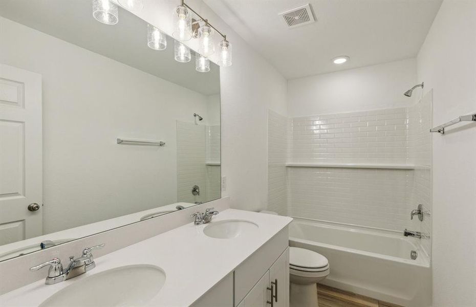 Upgraded secondary bathroom*real home pictured