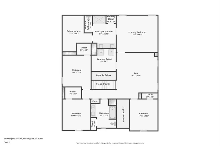 2D floor plan layout of this home in Preserve at Mountain Creek, Pendergrass, GA (Image 5).