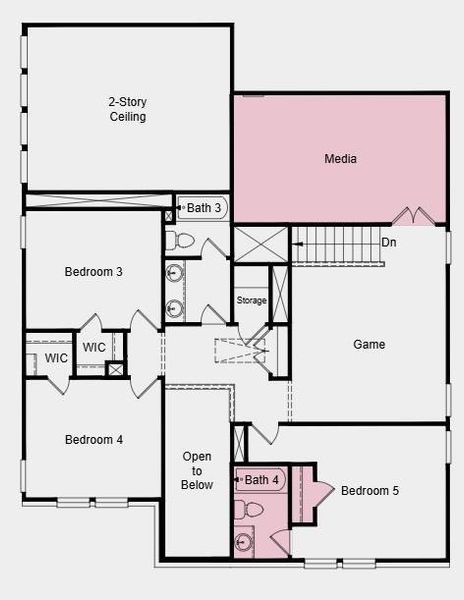 Additional Highlights Include: Extended primary suite and covered patio, slide-in tub at primary bath, upstairs secondary full bathroom, and media room. Additional Highlights Include: Extended primary suite and covered patio, slide-in tub at primary bath, upstairs secondary full bathroom, and media room.