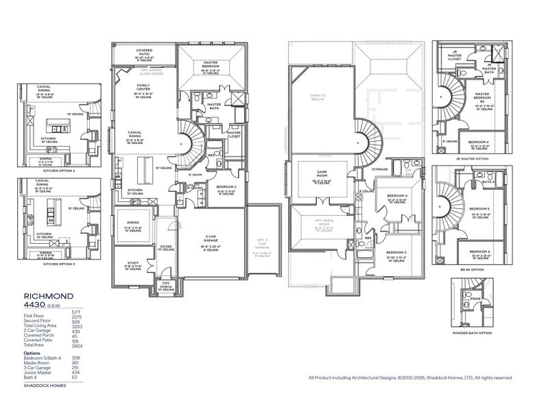 2D floor plan layout for the Richmond - SH 4430 by Shaddock Homes in Aster Park, McKinney, TX (Image 3).
