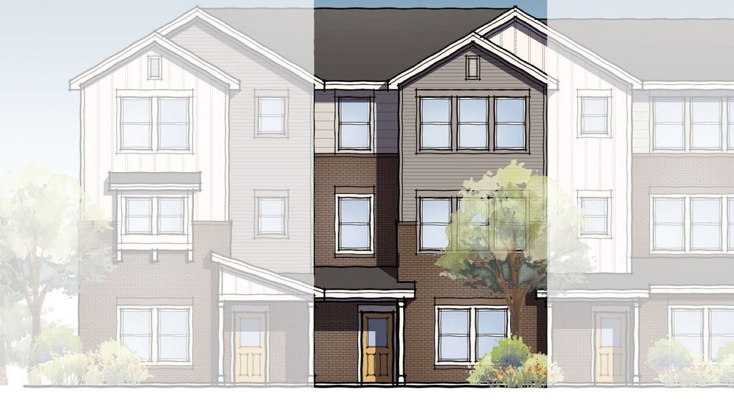 Exterior rendering of this home design in Windler Townhomes, Aurora, CO (Image 10).
