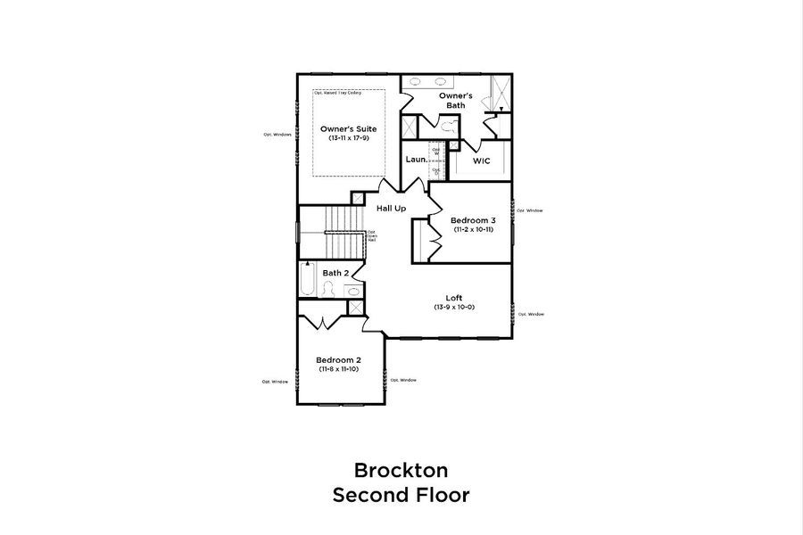 2D floor plan layout for the Brockton by DRB Homes in Miller Farm Single Family Homes, Pineville, NC (Image 10).