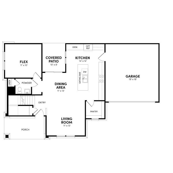 2D floor plan layout of this home in Urban Courtyard Homes at Easton Park, Austin, TX (Image 4).