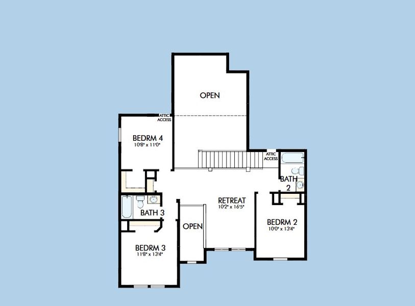 2D floor plan layout for the The Bluebonnet by David Weekley Homes in The George - Enclave Collection, Richmond, TX (Image 4). 2D floor plan layout for the The Bluebonnet by David Weekley Homes in The George - Enclave Collection, Richmond, TX (Image 4).
