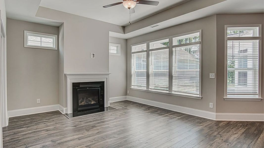 Representative unfurnished interior of a home built from the Palazzo Craftsman by Epcon Communities in The Cottages at 78 North, Sanford (Image 12). Representative unfurnished interior of a home built from the Palazzo Craftsman by Epcon Communities in The Cottages at 78 North, Sanford (Image 12).