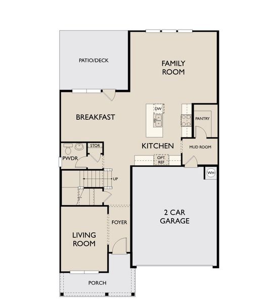 2D floor plan layout for the Leland by Ashton Woods in Crescent Mills, Wilson's Mills, NC (Image 4).