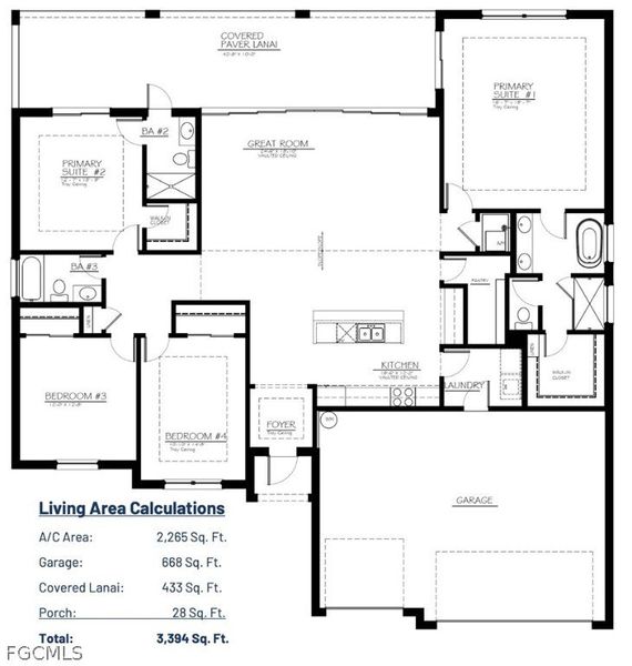 2D floor plan layout of this home in Cape Coral, Cape Coral, FL (Image 5).