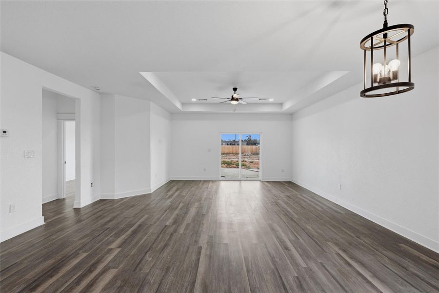 Dining area view, looking into living area.