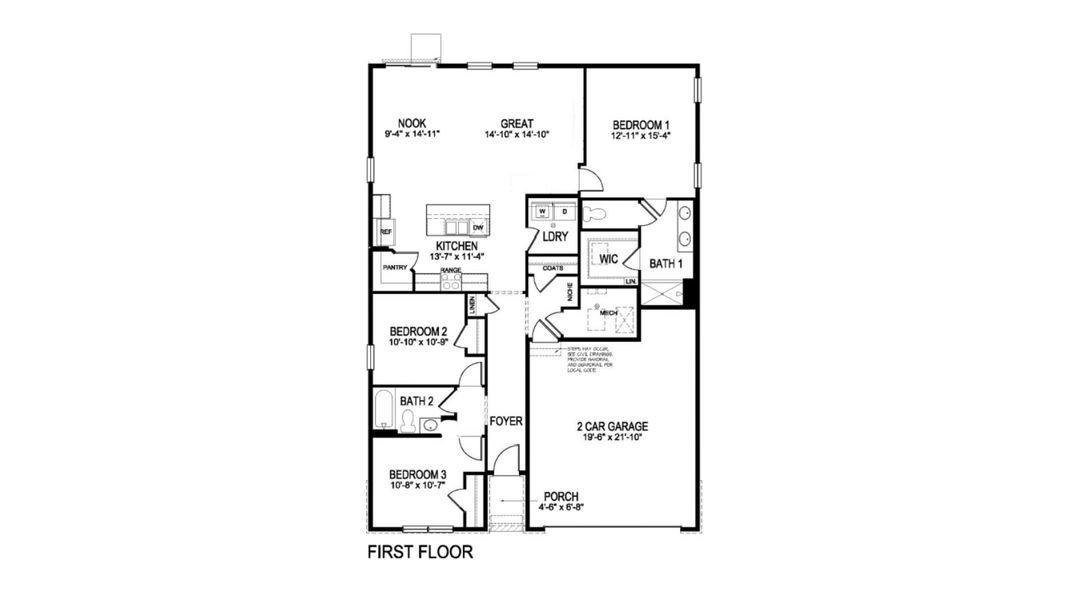 2D floor plan layout for the Newcastle by D.R. Horton in Westgate, Greeley, CO (Image 3).
