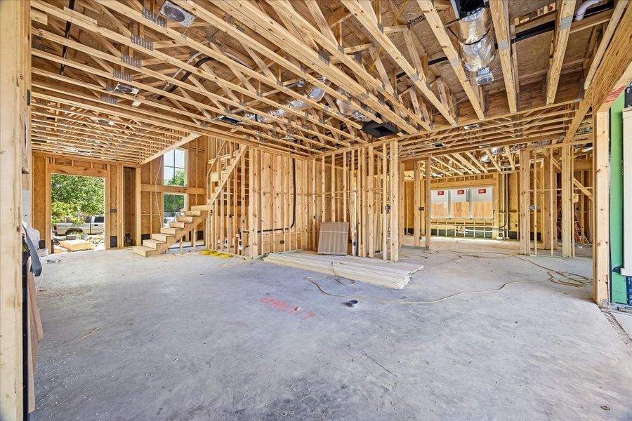 View from back of house showing open concept floor plan. *Current construction 4/7/26