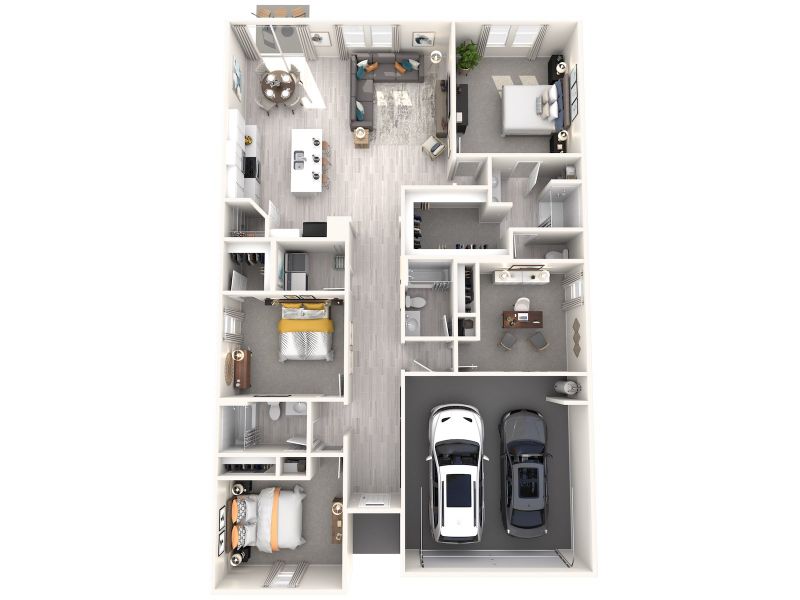2D floor plan layout for the Hibiscus by Meritage Homes in Salt Meadows - Classic Series, Parrish, FL (Image 4).