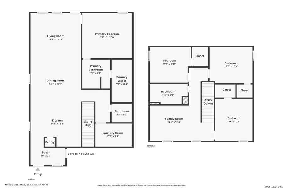 2D floor plan layout of this home in Randolph Crossing, Converse, TX (Image 3).