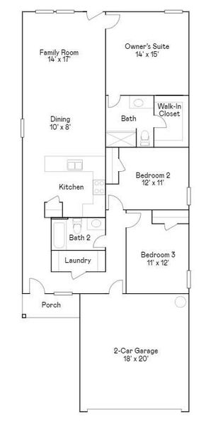 2D floor plan layout of this home in Monarch Landing, Needville, TX (Image 3).