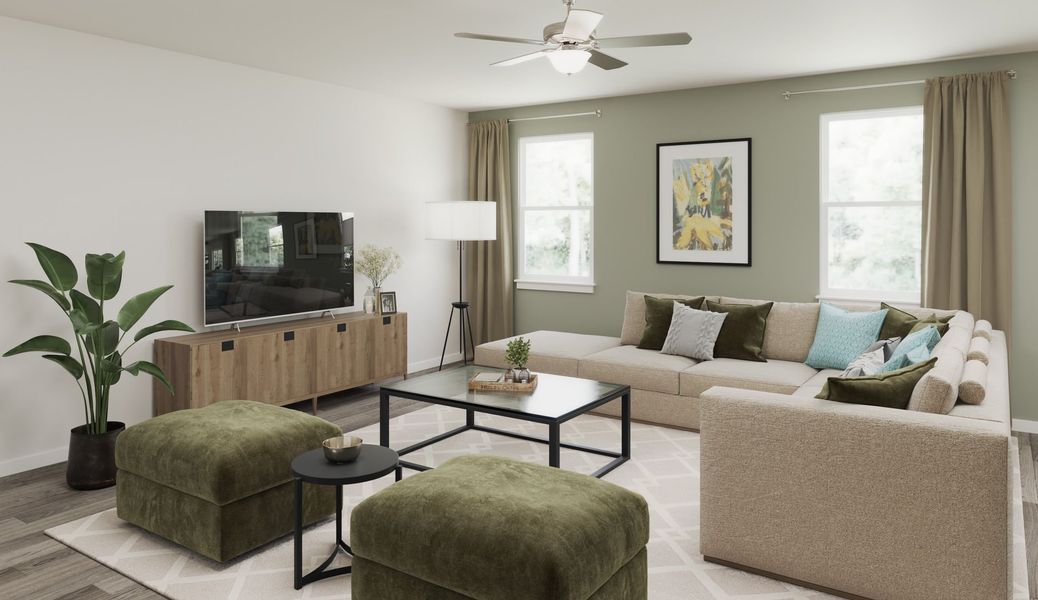Furnished interior view inside a new home in Providence at Trolley Run Station, Aiken (Image 1).