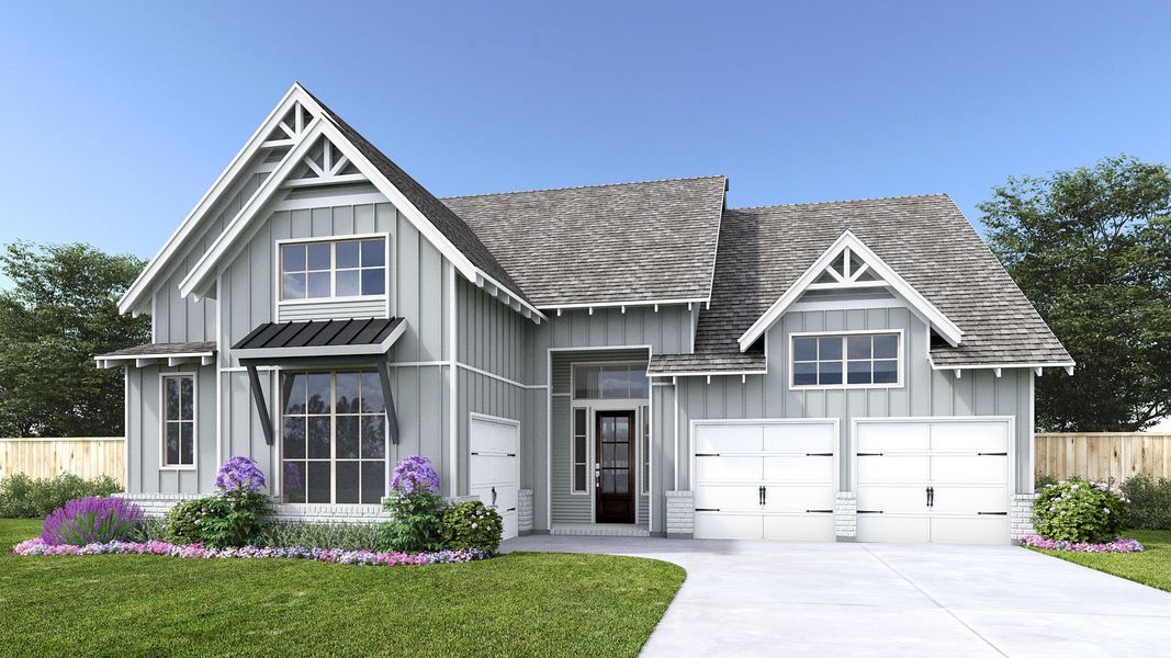 Representative exterior photo of a completed home built from the 549A by Britton Homes in Fields 60', Frisco, TX (Image 2). Representative exterior photo of a completed home built from the 549A by Britton Homes in Fields 60', Frisco, TX (Image 2).