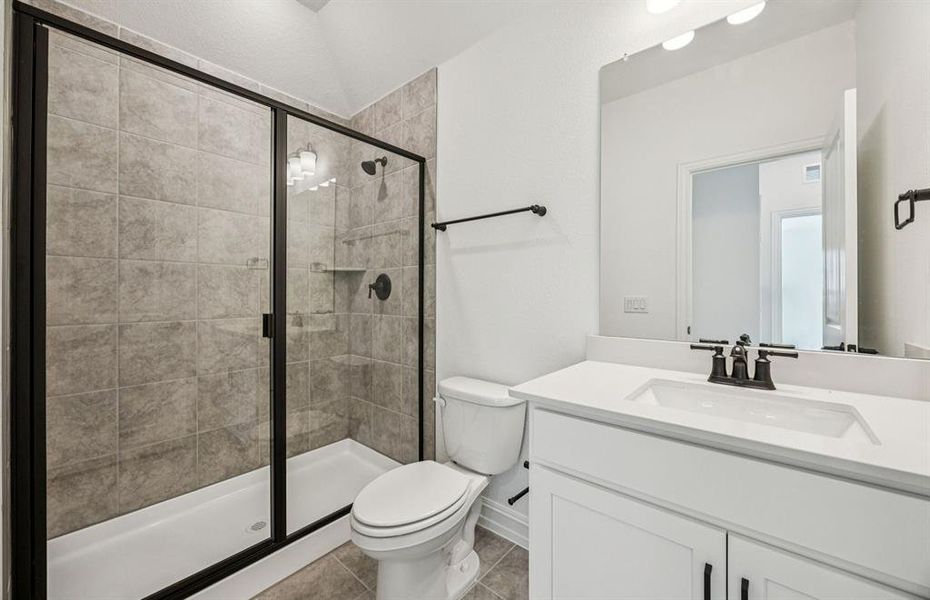 Upgraded secondary bath with elegant finishes Upgraded secondary bath with elegant finishes