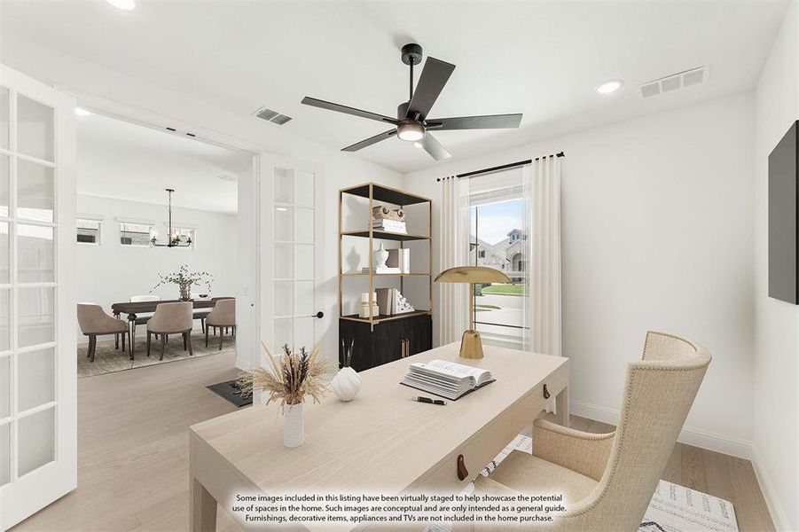 Furnished interior view inside a new home in Chaparral Park, Oak Point (Image 7). Furnished interior view inside a new home in Chaparral Park, Oak Point (Image 7).
