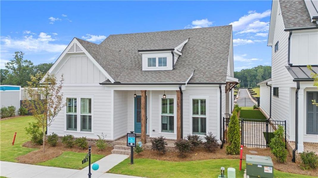 Front exterior of a new home in Aberdeen, Hoschton, GA, highlighting curb appeal (Image 2). Front exterior of a new home in Aberdeen, Hoschton, GA, highlighting curb appeal (Image 2).