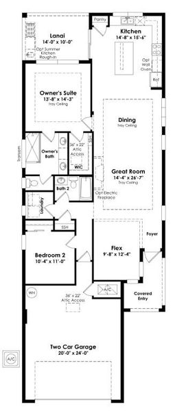 2D floor plan layout of this home in Rivella, Port St. Lucie, FL (Image 2).