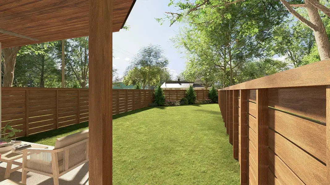 View of fenced backyard