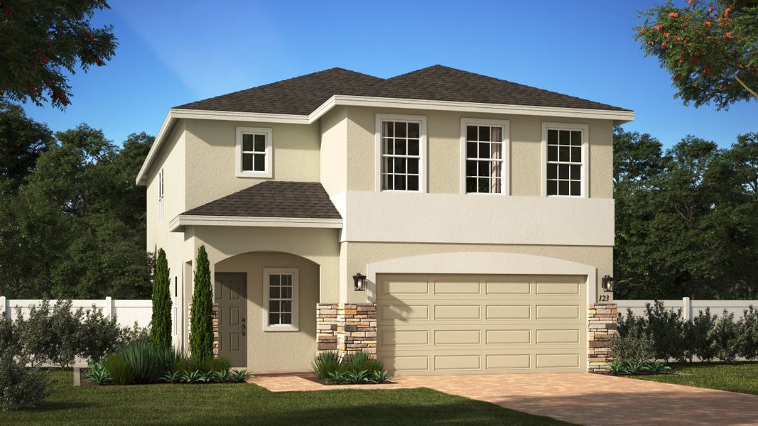 Sanibel | Elevation 1 with Optional Stone | Landsea Homes | Florida