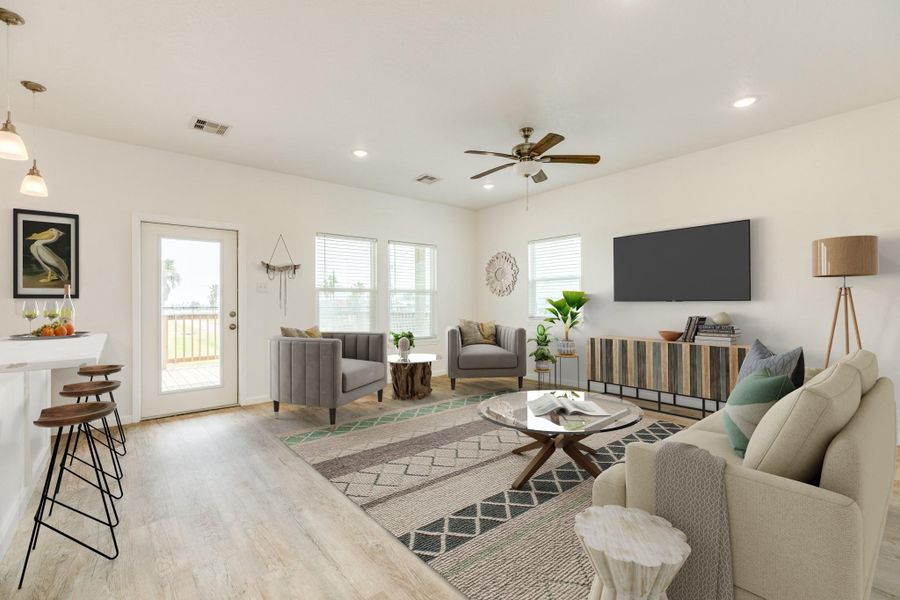 Virtual staging shows the living area