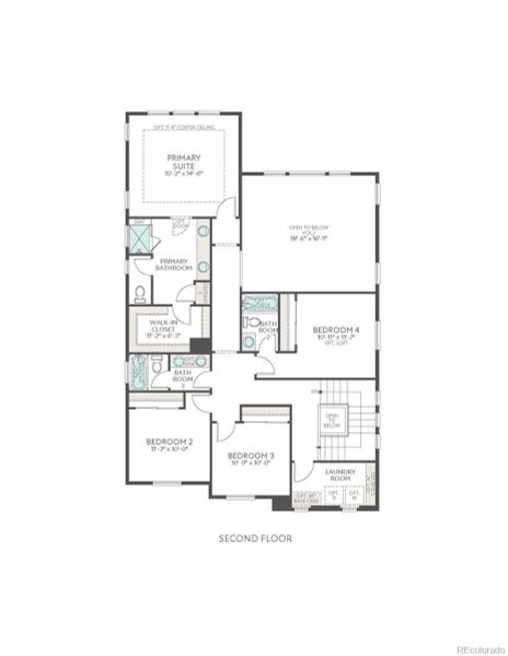 2D floor plan layout of this home in Prelude at Sterling Ranch, Littleton, CO (Image 3).