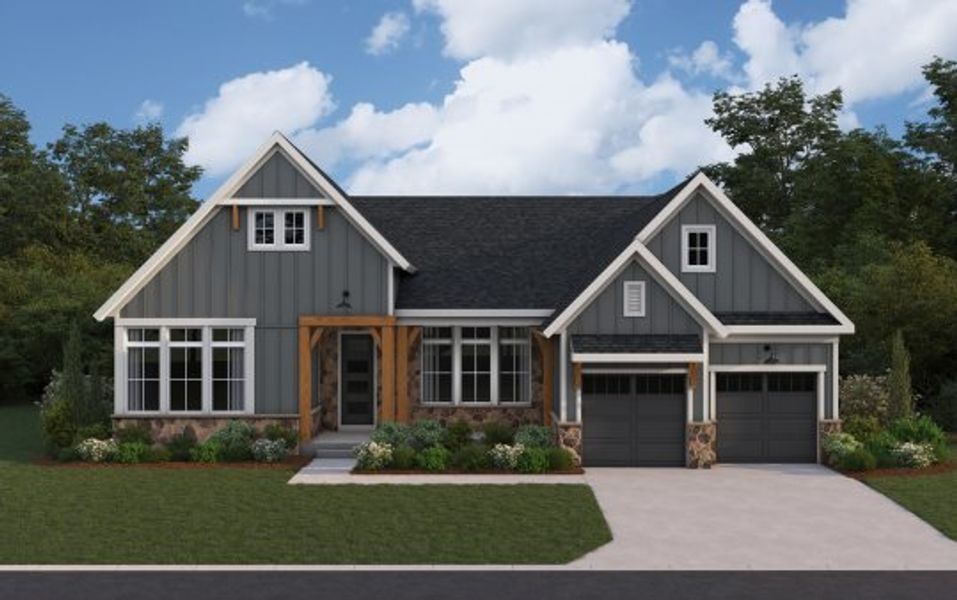 Representative exterior photo of a completed home built from the Winslow by Fischer Homes in Watson at Flowers Plantation, Clayton, NC (Image 7).