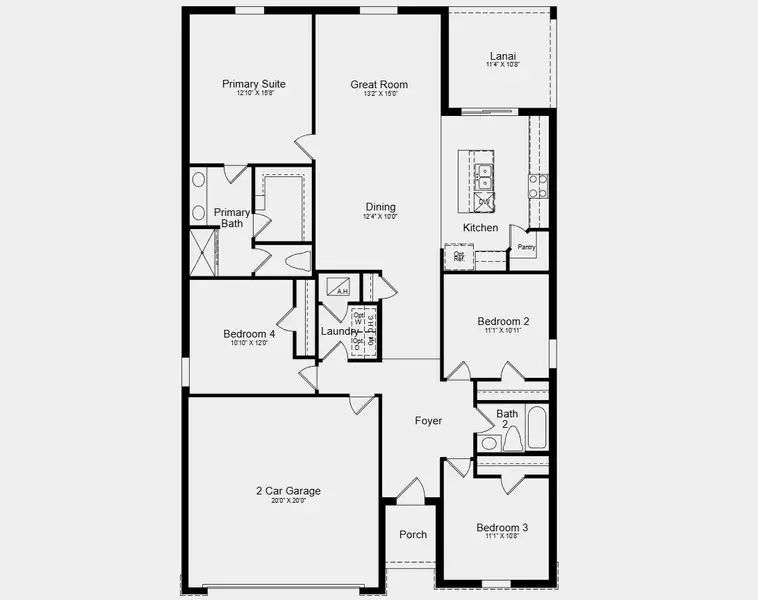 2D floor plan layout for the Goldfinch by Taylor Morrison in Westview, Poinciana, FL (Image 3). 2D floor plan layout for the Goldfinch by Taylor Morrison in Westview, Poinciana, FL (Image 3).